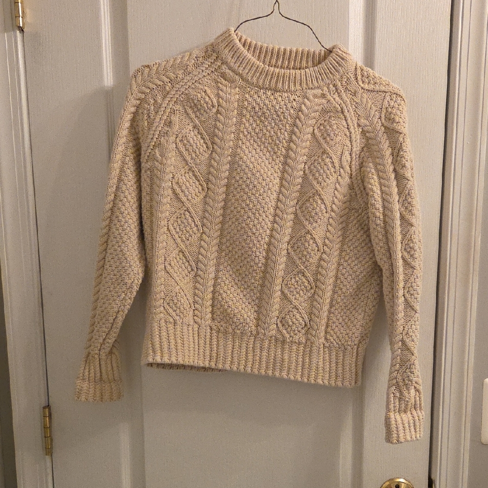 L.L. Bean Cable Knit Turtleneck Sweater - Beige